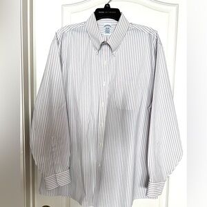 Brooks Brothers Striped Dress Shirt 17-34 Non-Iron Stretch Supima Cotton Spandex